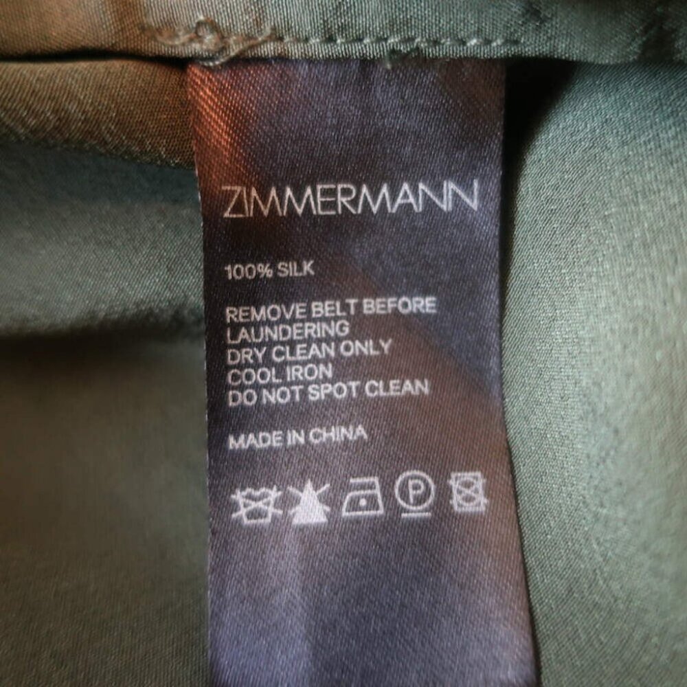 Zimmermann Espionage Utility Belted Romper Army Green Silk Crepe de Chine Size 1 - Picture 8 of 8